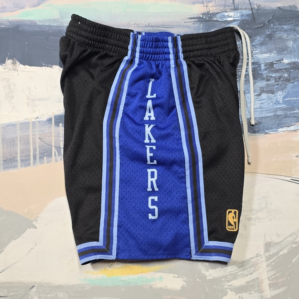 Mitchell & Ness LA Lakers HWC Blue Black Throwback Swingman Shorts Men Sz M